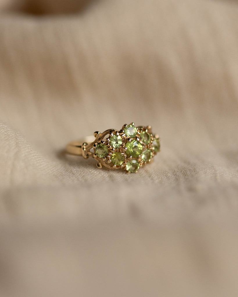 Ellen 1992 Vintage 9ct Gold Peridot Cluster Ring