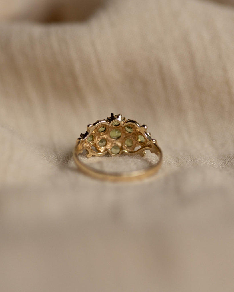Ellen 1992 Vintage 9ct Gold Peridot Cluster Ring