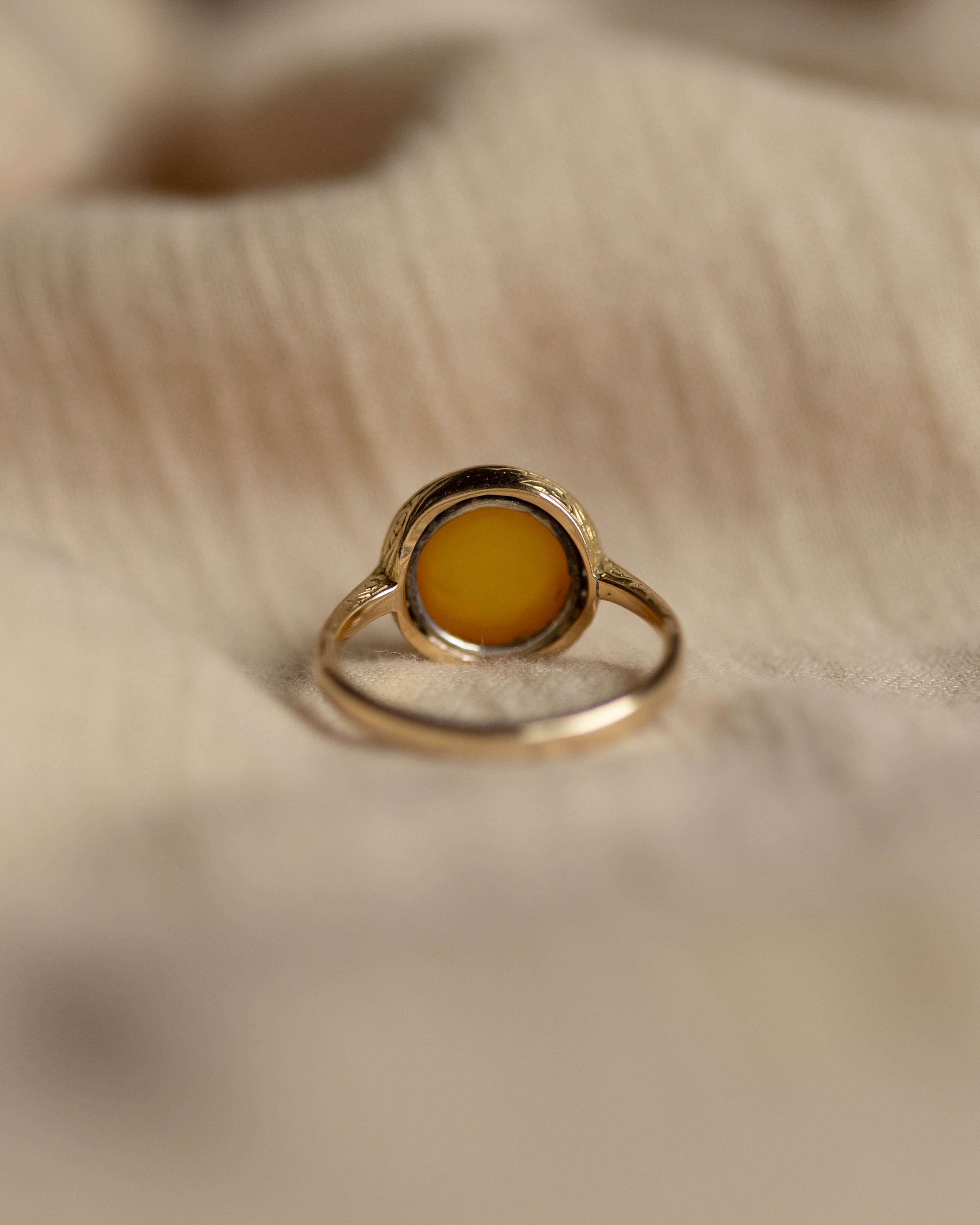 Harriet Antique 18ct Gold Amber & Diamond Cluster Ring