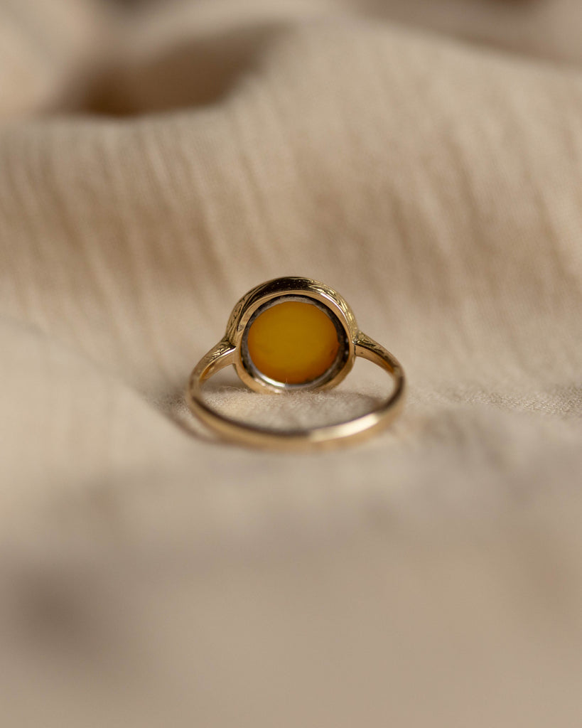 Harriet Antique 18ct Gold Amber & Diamond Cluster Ring