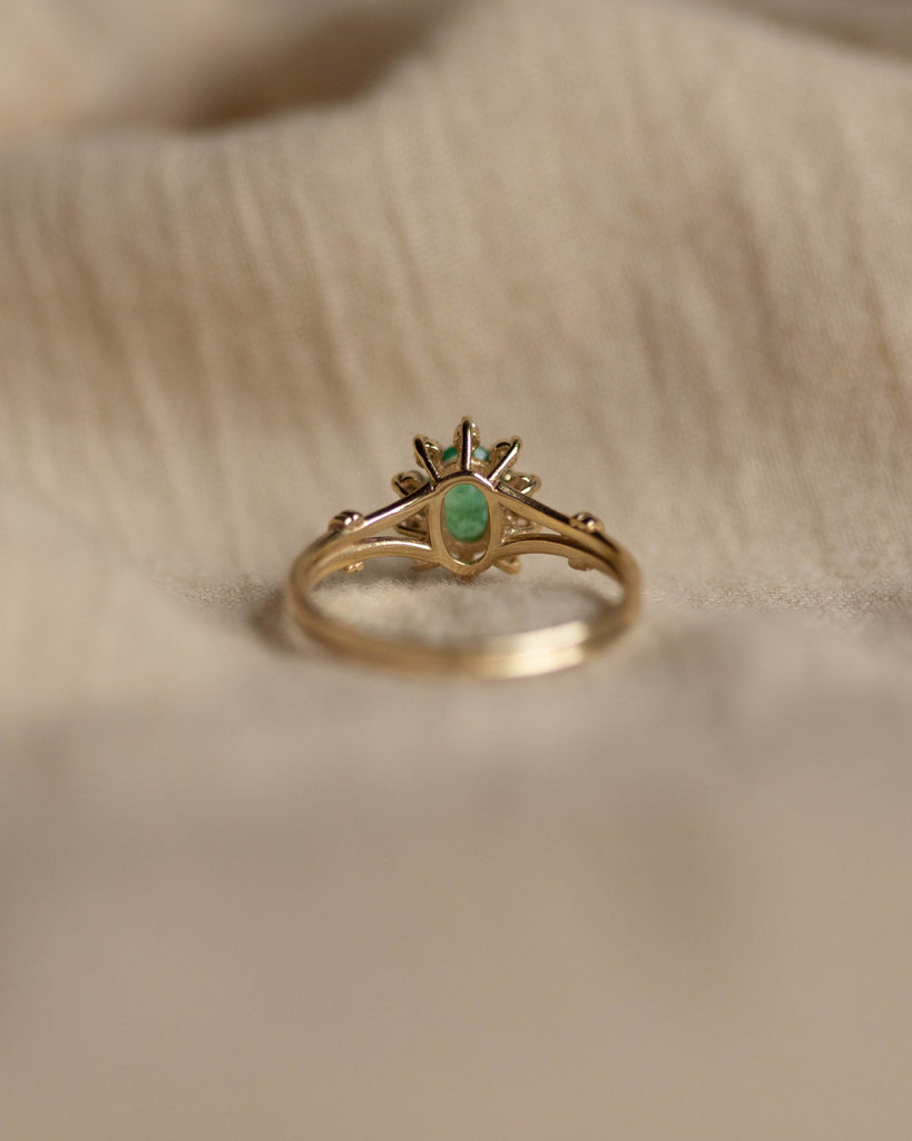 Joyce Vintage 9ct Gold Emerald & Diamond Cluster Ring