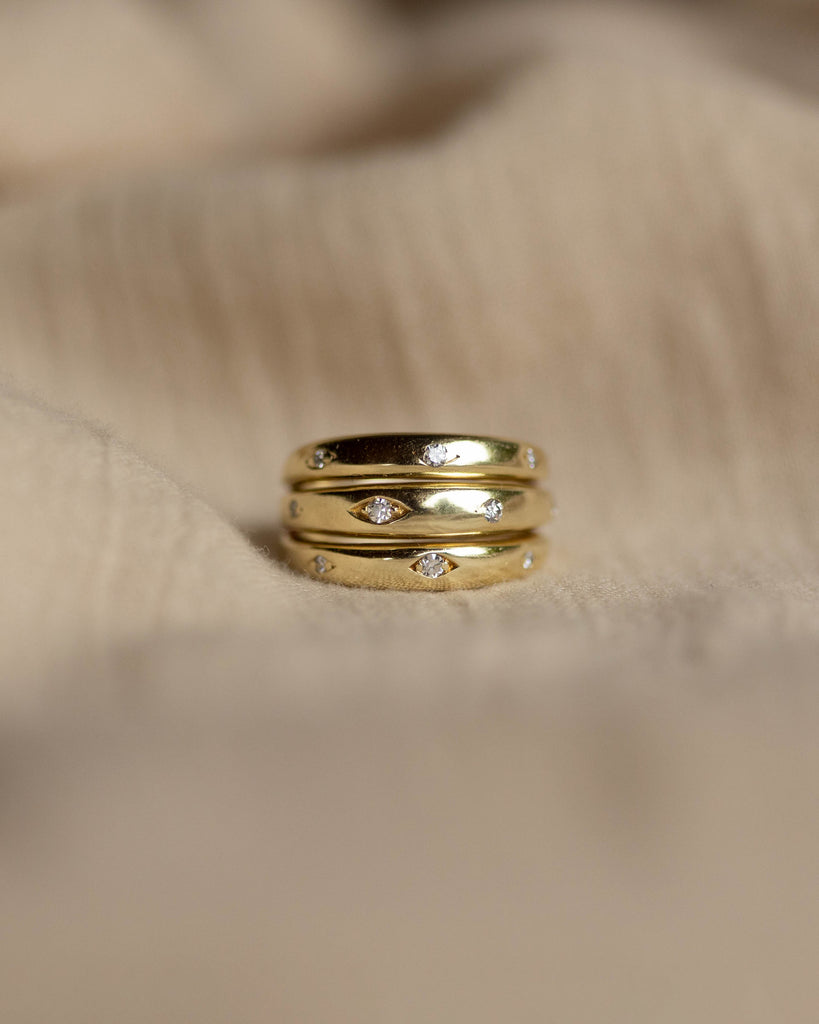 Kitty Vintage 14ct Gold Diamond Three Row Ring