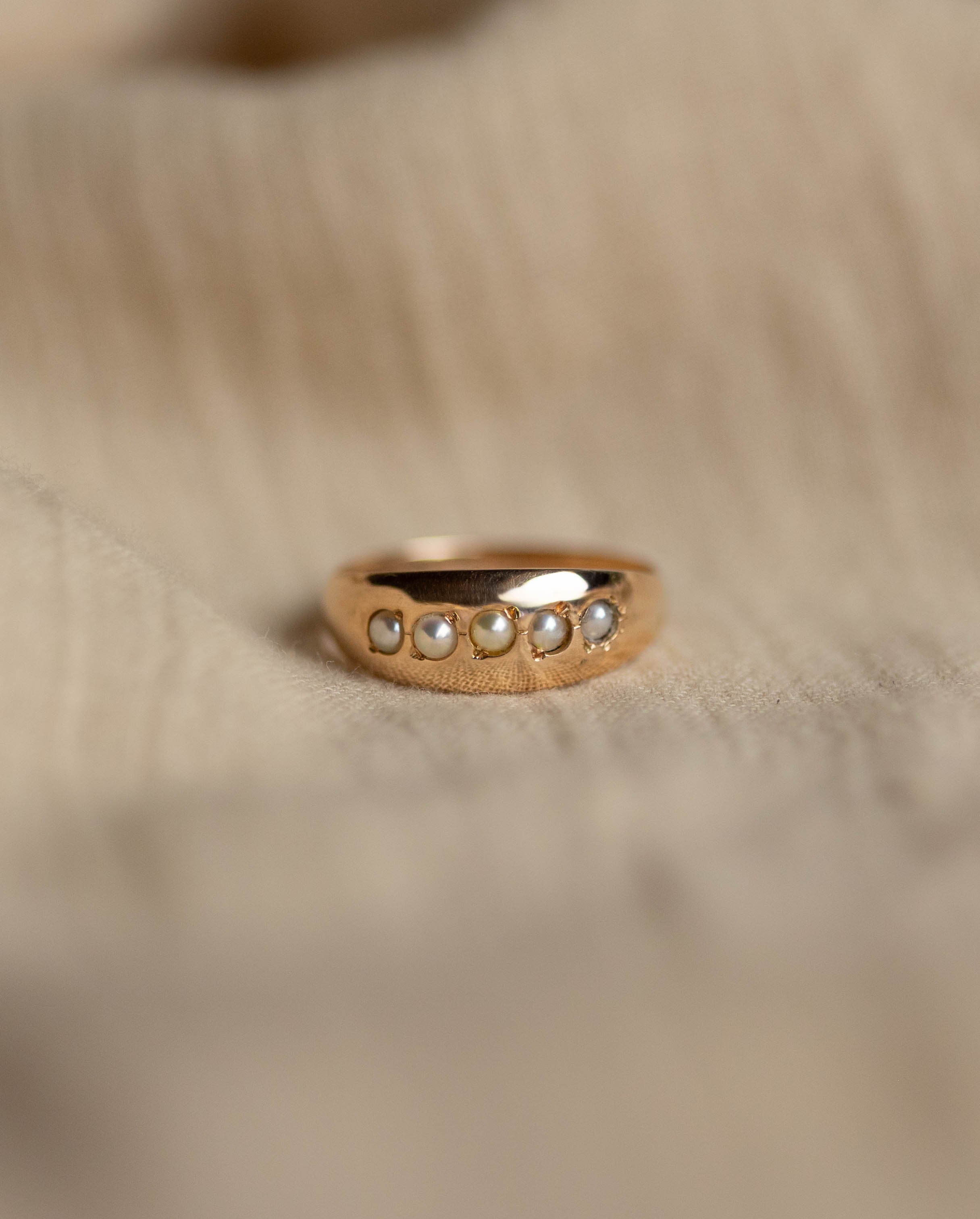 Thomasin Antique 15ct Gold Pearl Five Stone Ring
