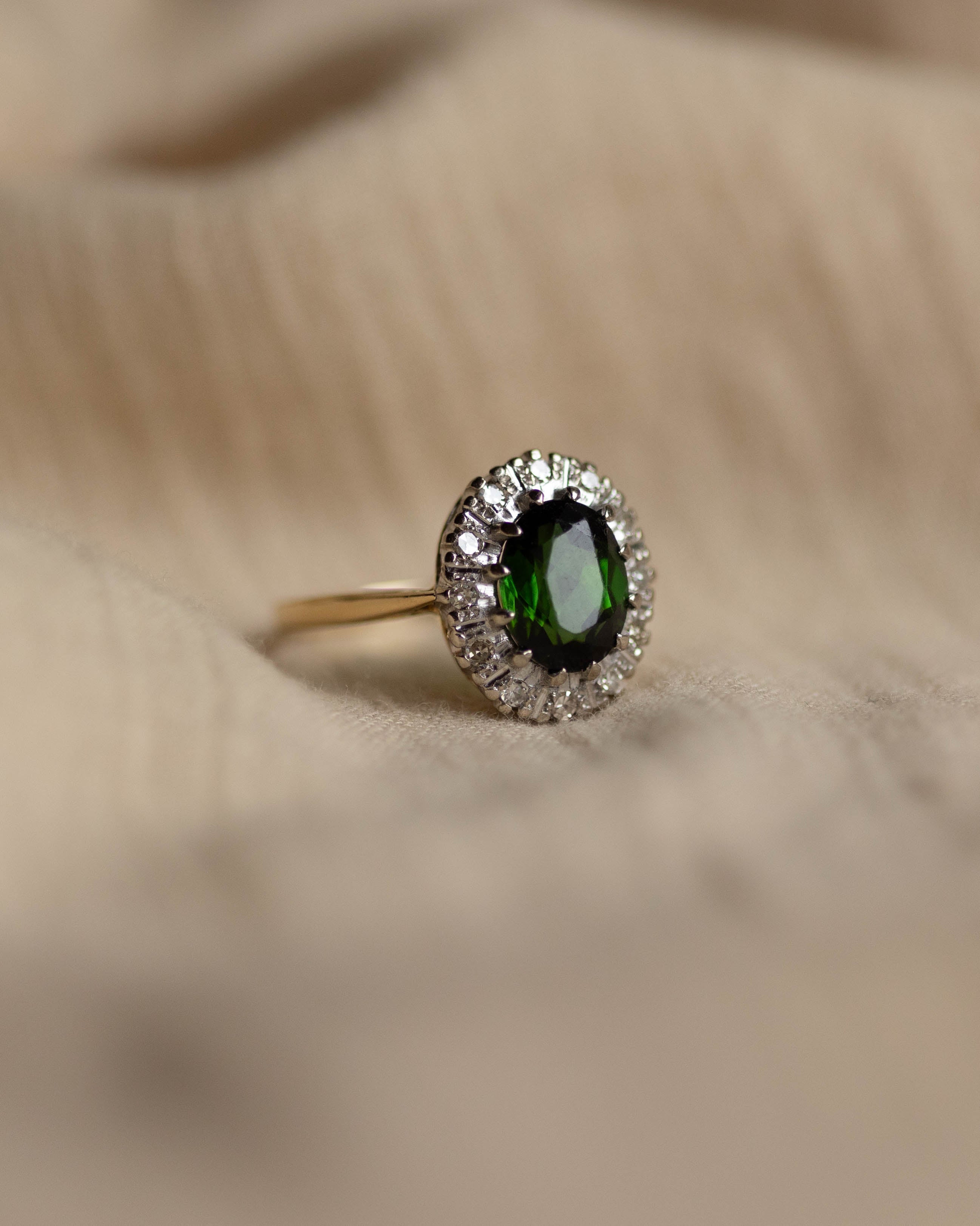 Marian Vintage 18ct Gold Tourmaline & Diamond Cluster Ring