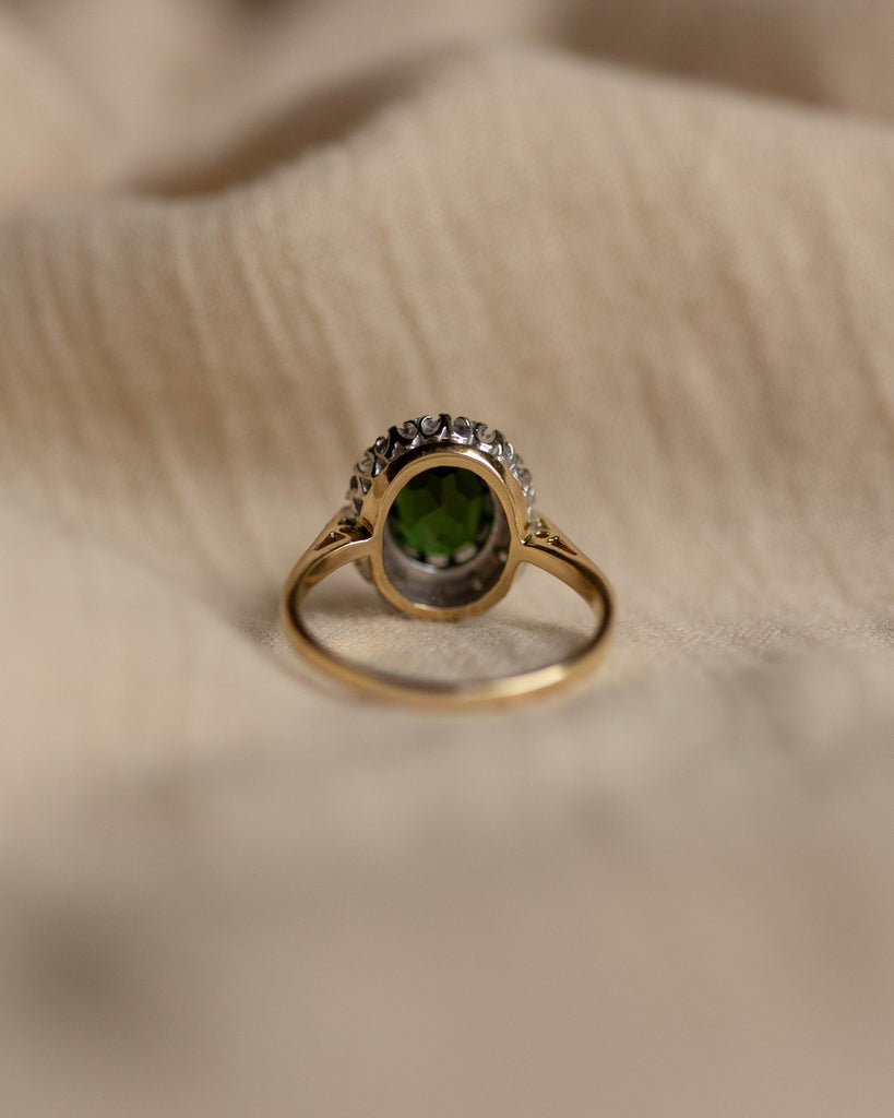 Marian Vintage 18ct Gold Tourmaline & Diamond Cluster Ring