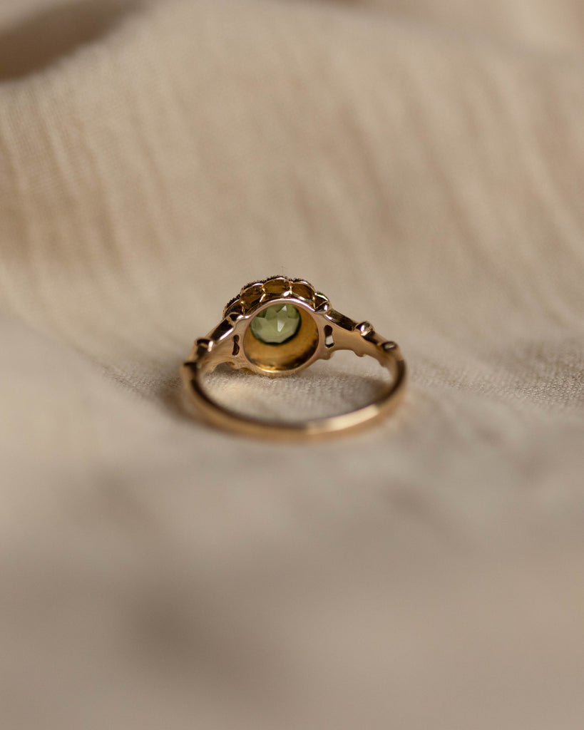 Annaliese Vintage 18ct Gold Peridot & Pearl Cluster Ring