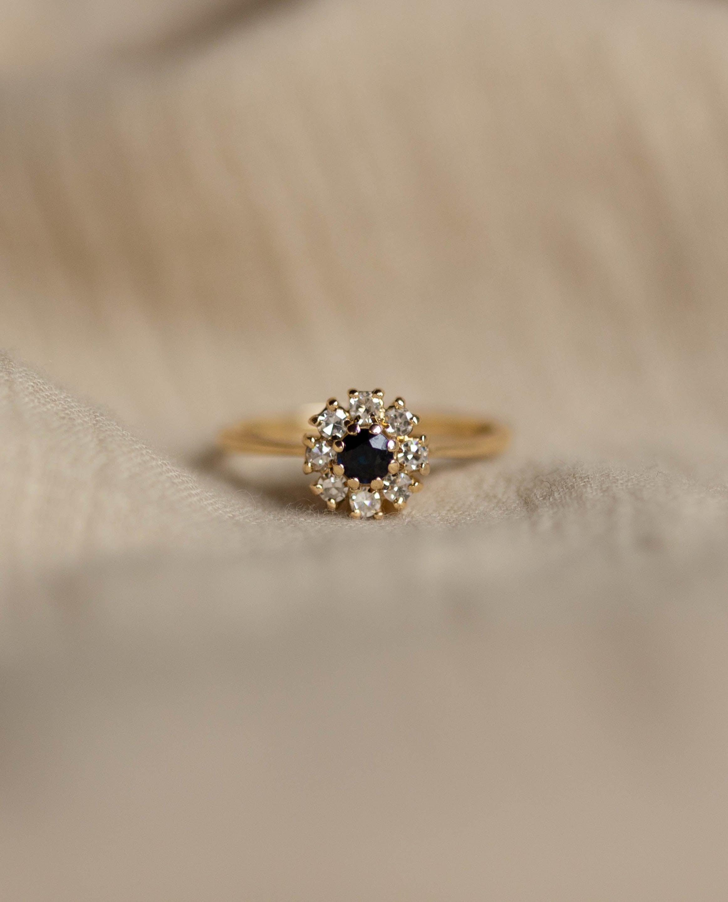 Ines 1982 Vintage 9ct Gold Sapphire & Diamond Cluster Ring