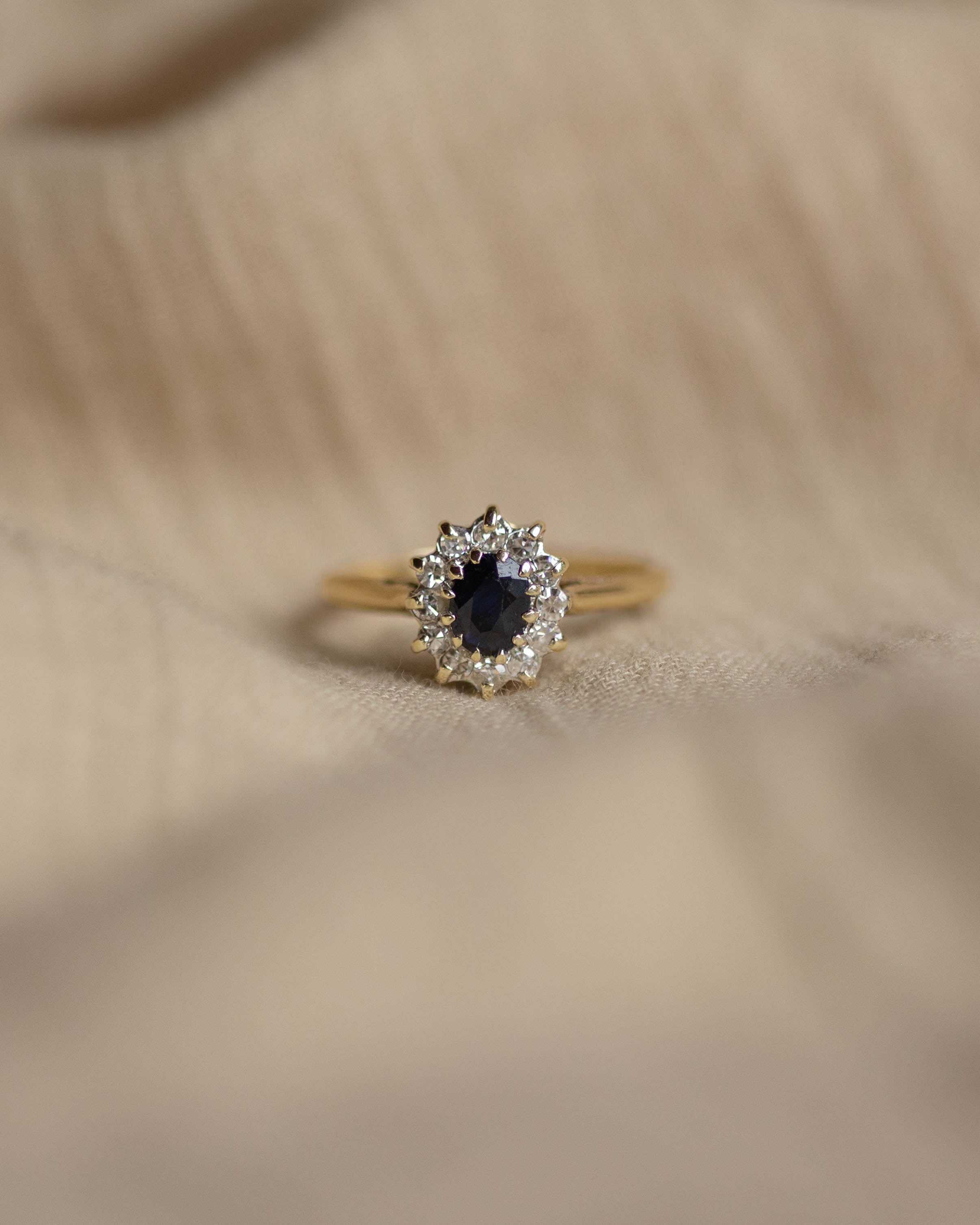 Leonie 1981 Vintage 9ct Gold Sapphire & Diamond Cluster Ring