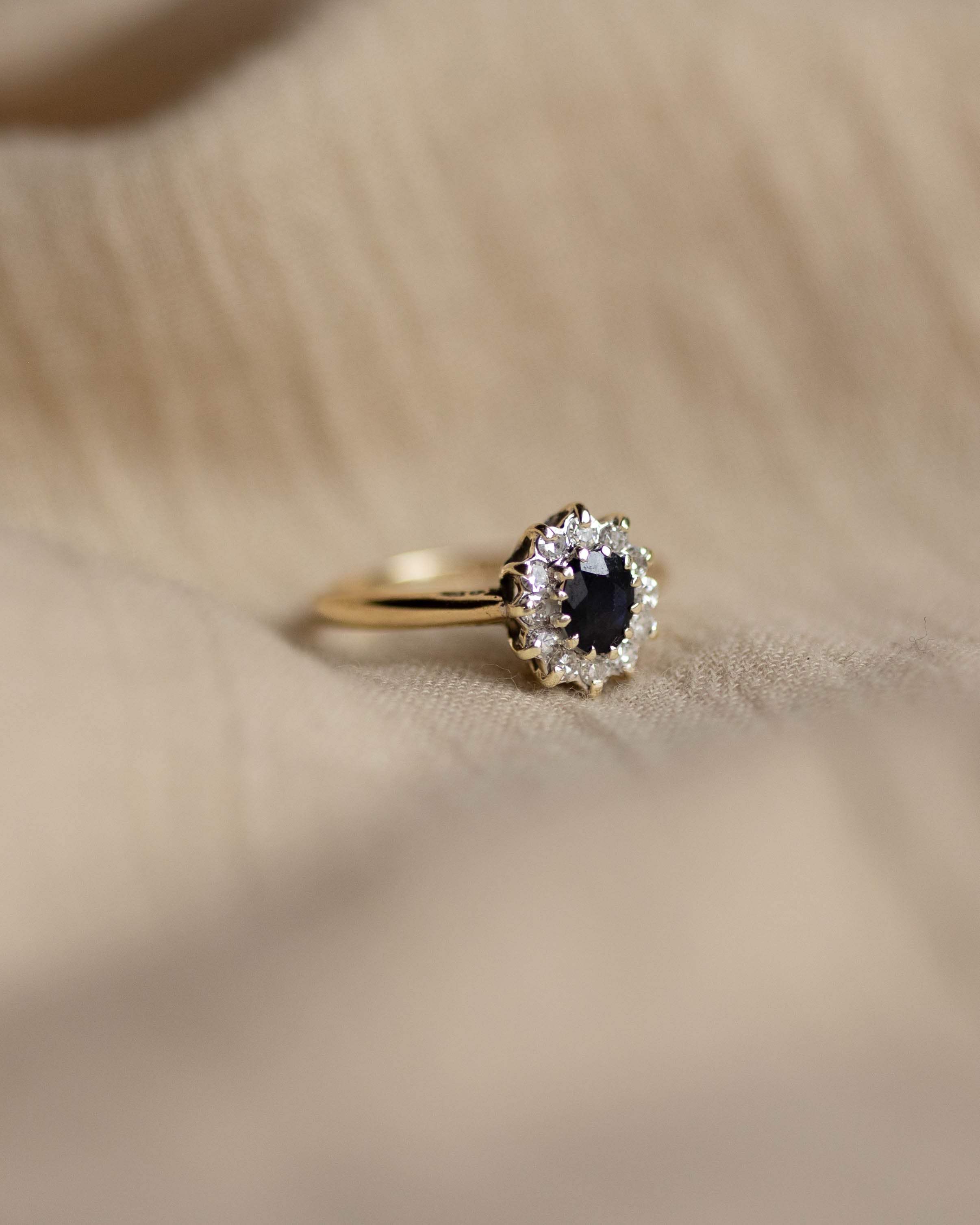 Leonie 1981 Vintage 9ct Gold Sapphire & Diamond Cluster Ring