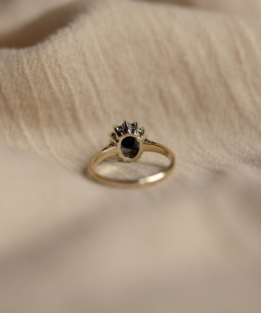 Leonie 1981 Vintage 9ct Gold Sapphire & Diamond Cluster Ring