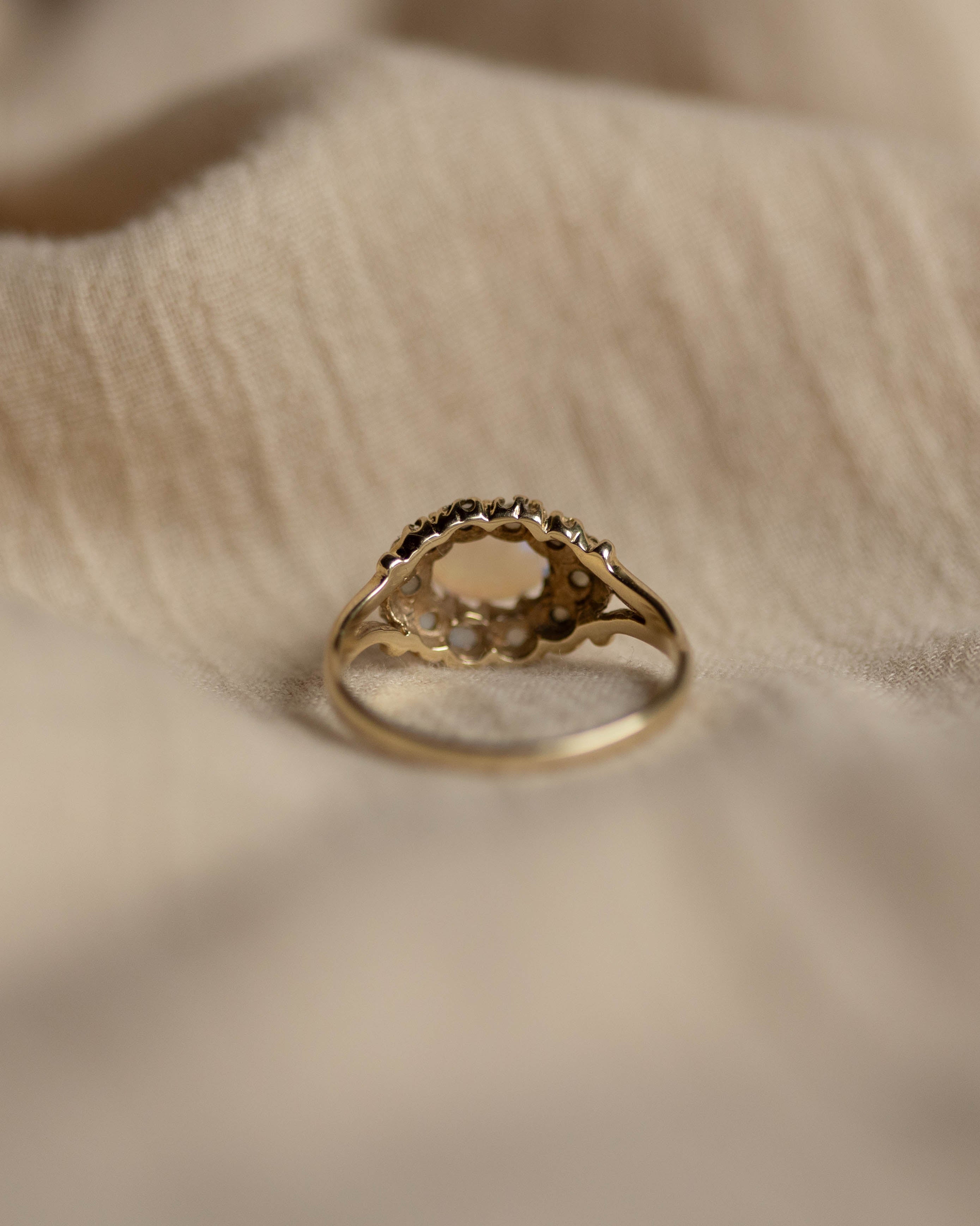 Edith 1970 Vintage 9ct Gold Opal & Pearl Cluster Ring