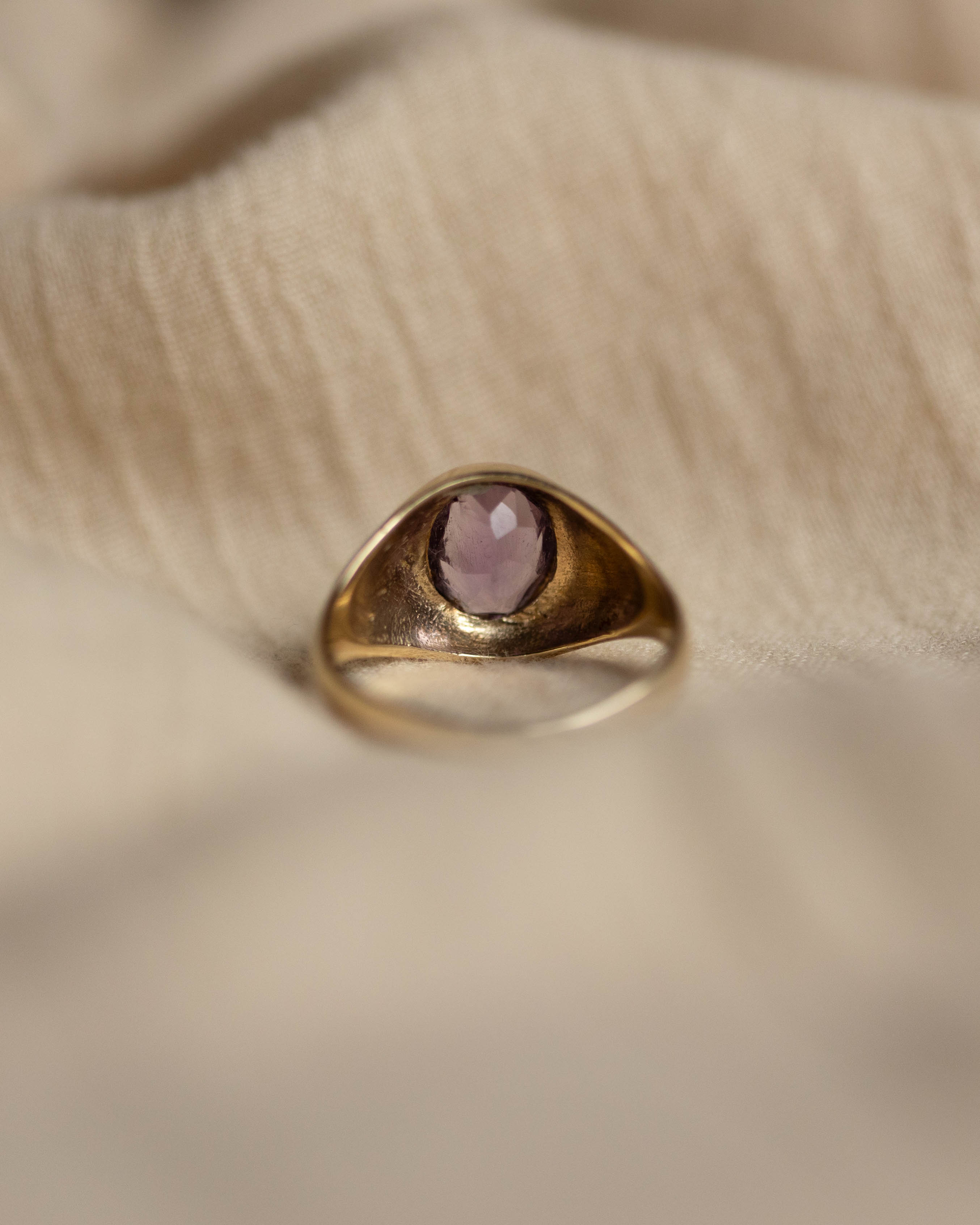 Marise 1970 Vintage 9ct Gold Amethyst Single Stone Signet Ring