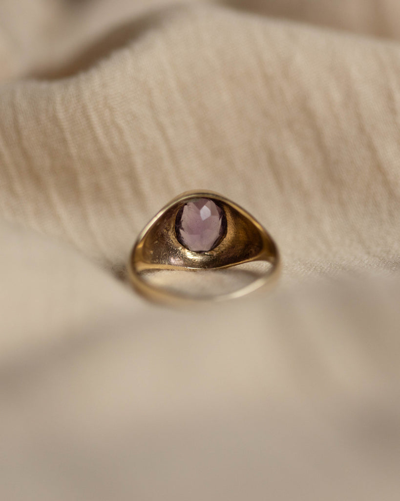 Marise 1970 Vintage 9ct Gold Amethyst Single Stone Signet Ring