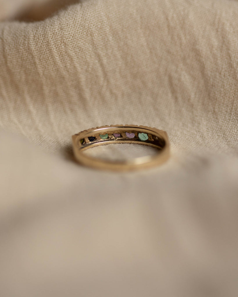 Odette 1989 Vintage 9ct Gold Acrostic Dearest Seven Stone Ring