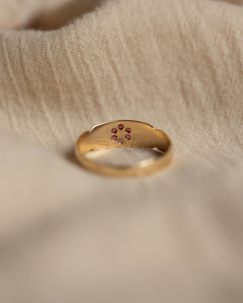 Ida 1919 Antique 18ct Gold Ruby & Diamond Flowerhead Ring