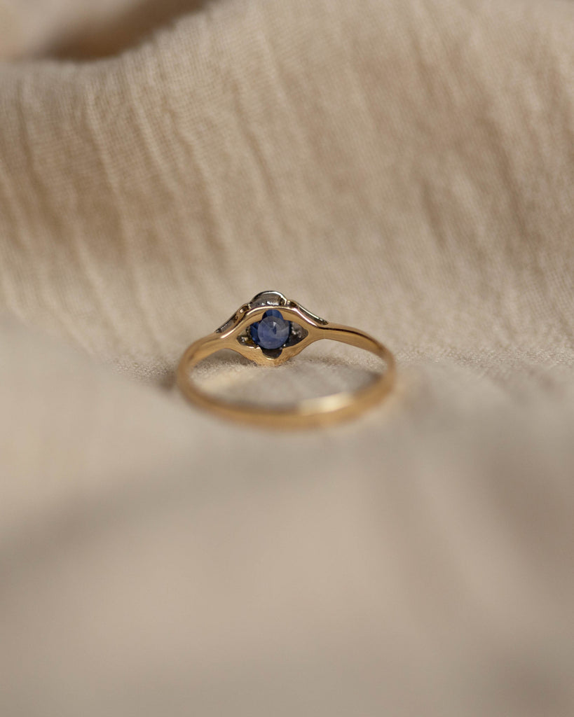 Erica Antique Art Deco 18ct Gold Sapphire & Diamond Cluster Ring