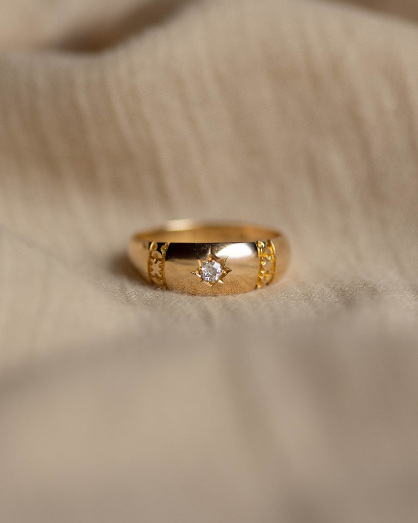 Florence 1892 Antique 18ct Gold Star Set Diamond Single Stone Ring
