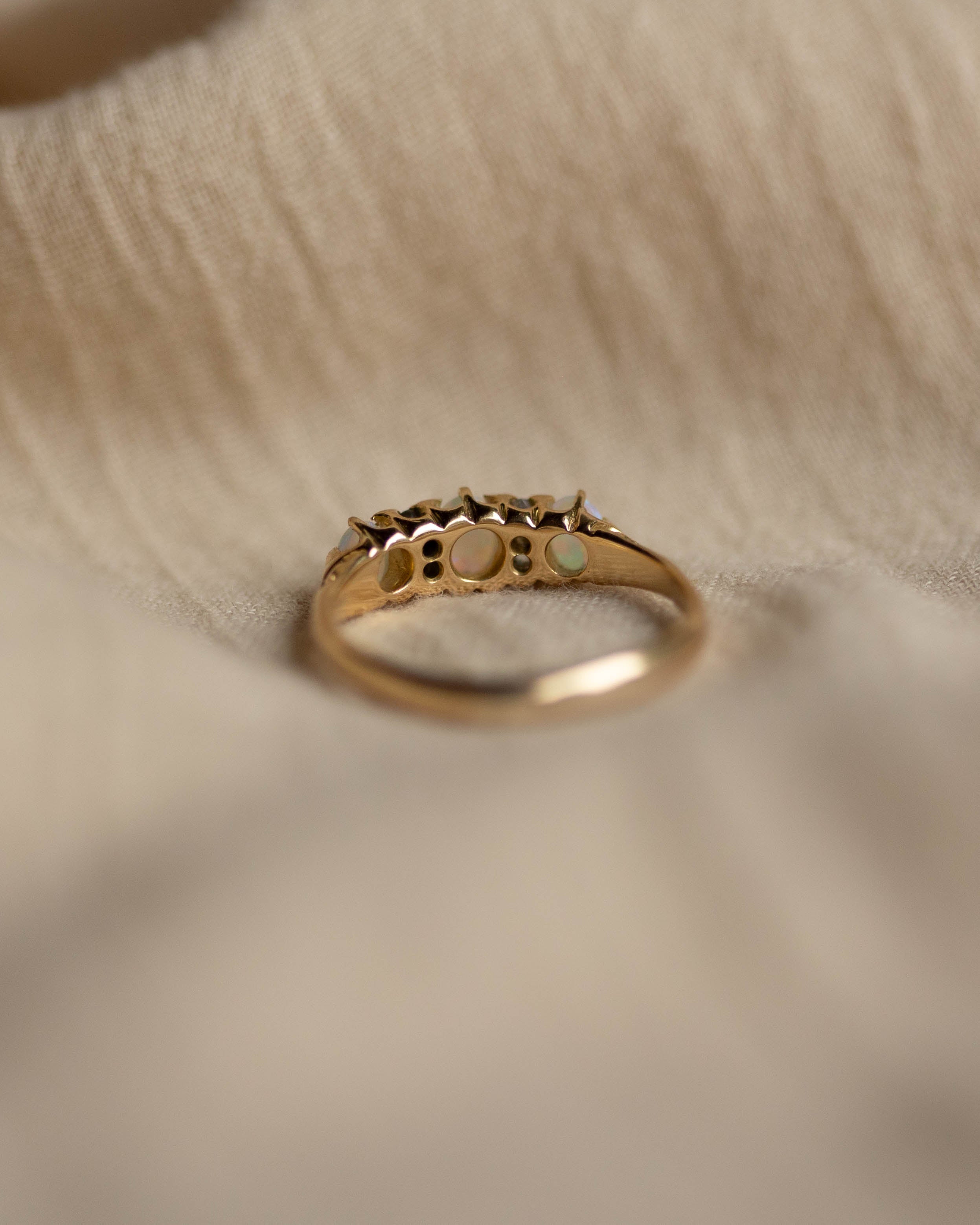 Maggie Antique 18ct Gold Opal & Diamond Seven Stone Ring