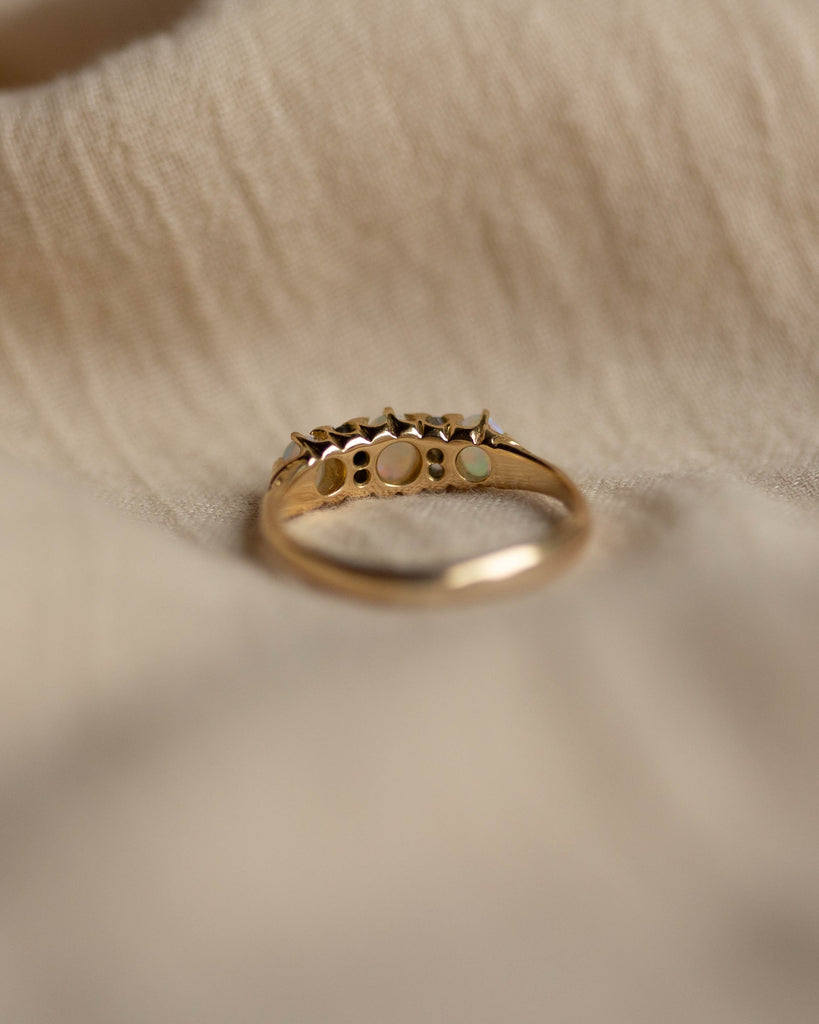 Maggie Antique 18ct Gold Opal & Diamond Seven Stone Ring