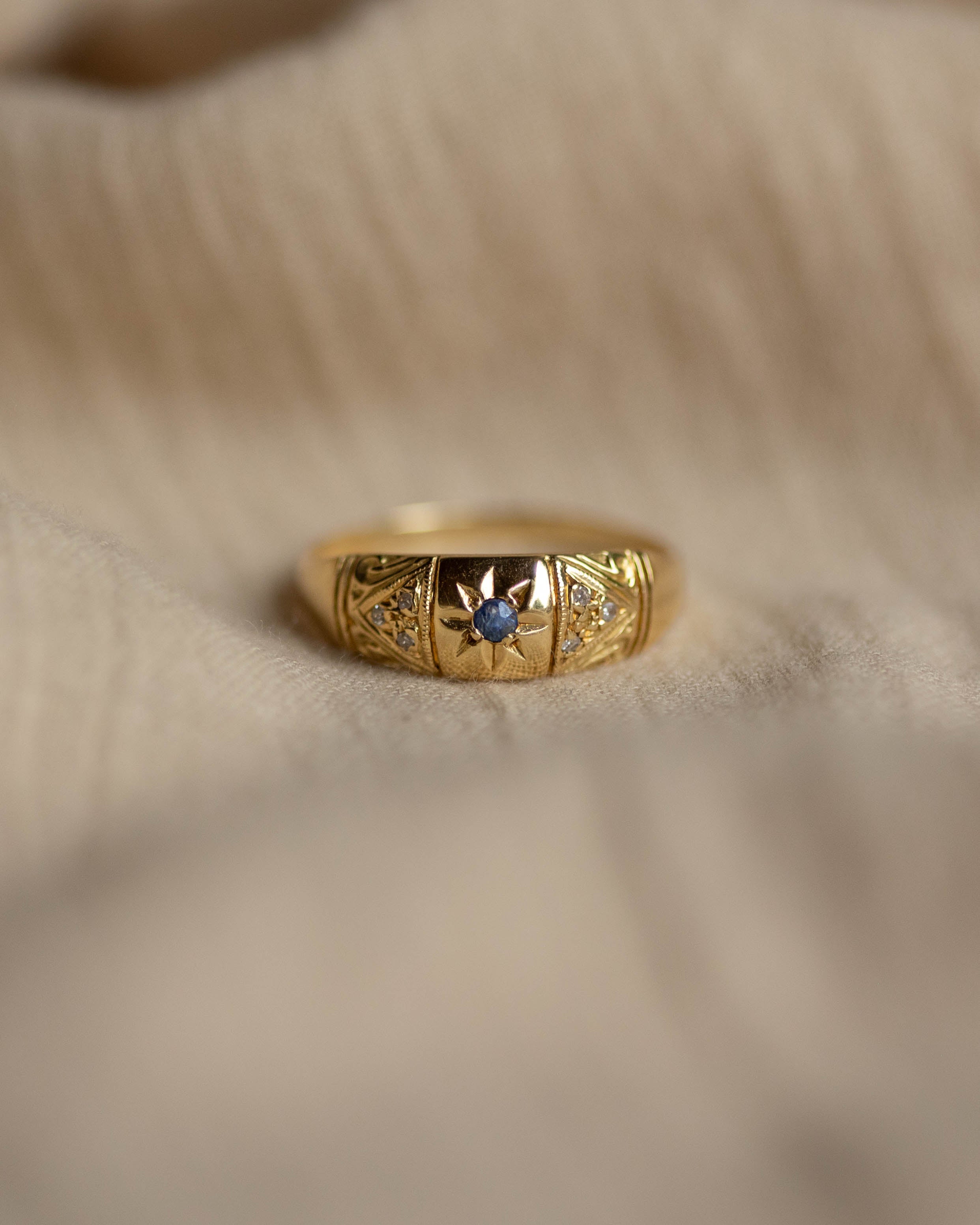 Simone Antique 18ct Gold Sapphire & Diamond Seven Stone Ring