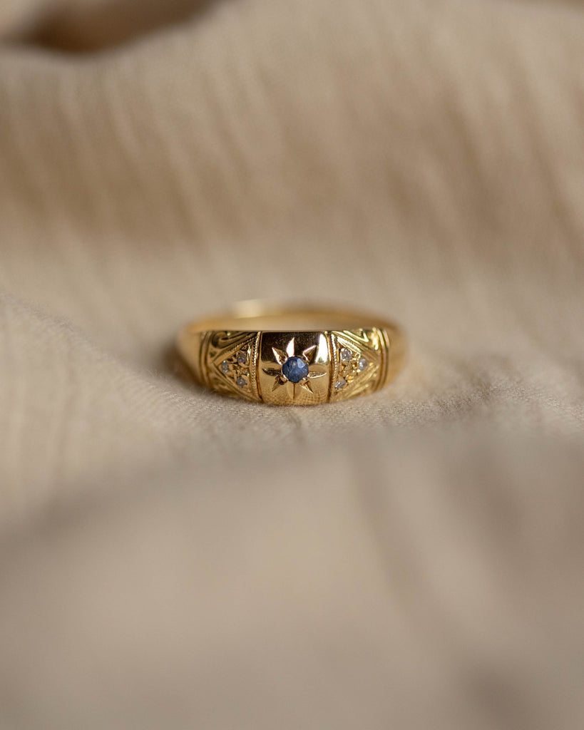 Simone Antique 18ct Gold Sapphire & Diamond Seven Stone Ring