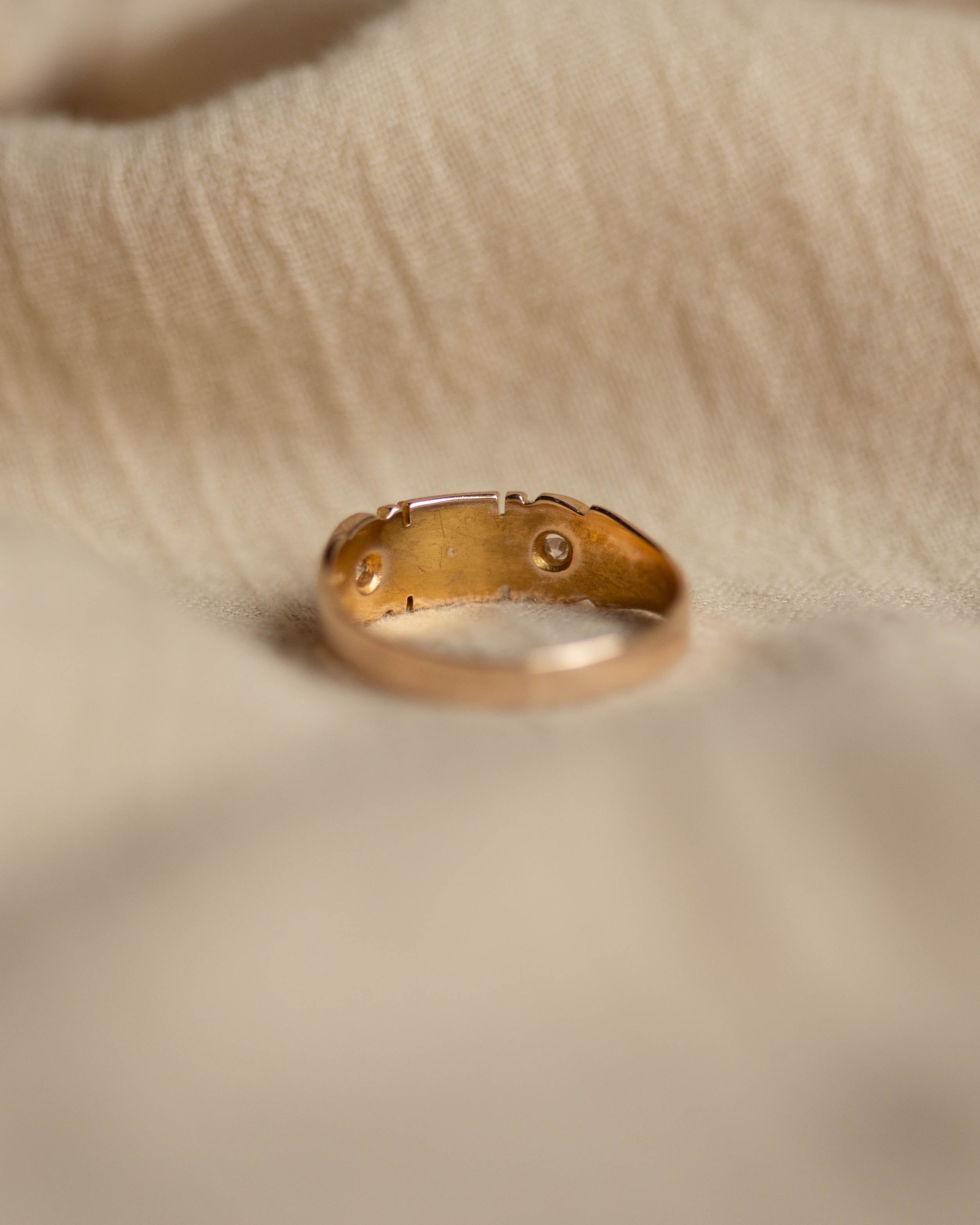 Eimear 1882 Antique 15ct Gold Pearl & Diamond Trilogy Ring