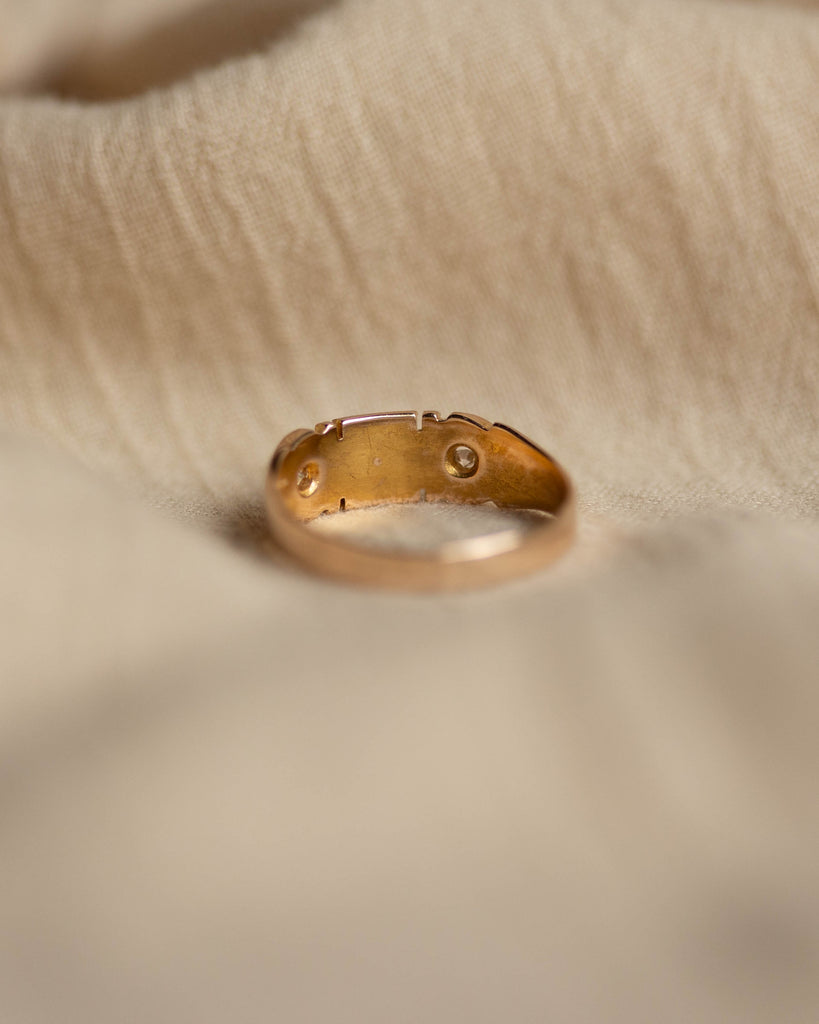 Eimear 1882 Antique 15ct Gold Pearl & Diamond Trilogy Ring