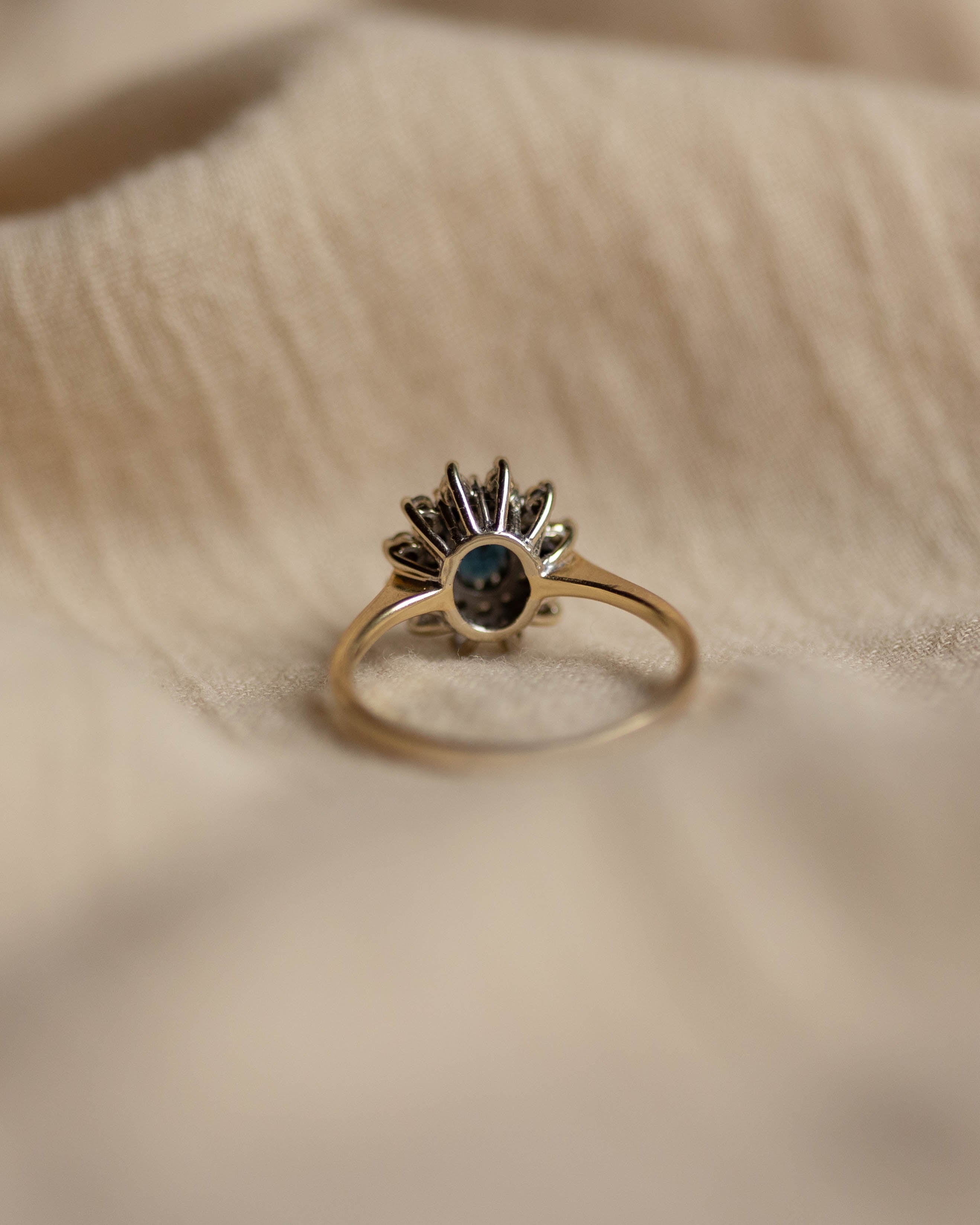 Anne Vintage 9ct Gold Sapphire & Diamond Cluster Ring