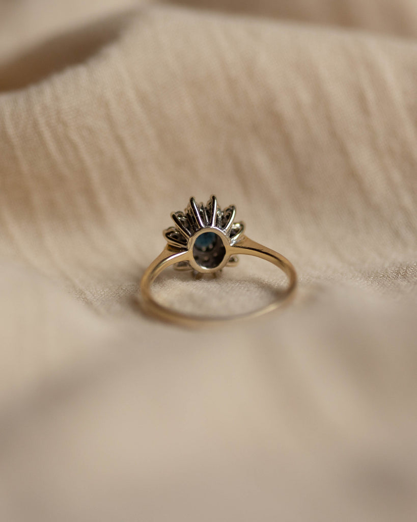 Anne Vintage 9ct Gold Sapphire & Diamond Cluster Ring