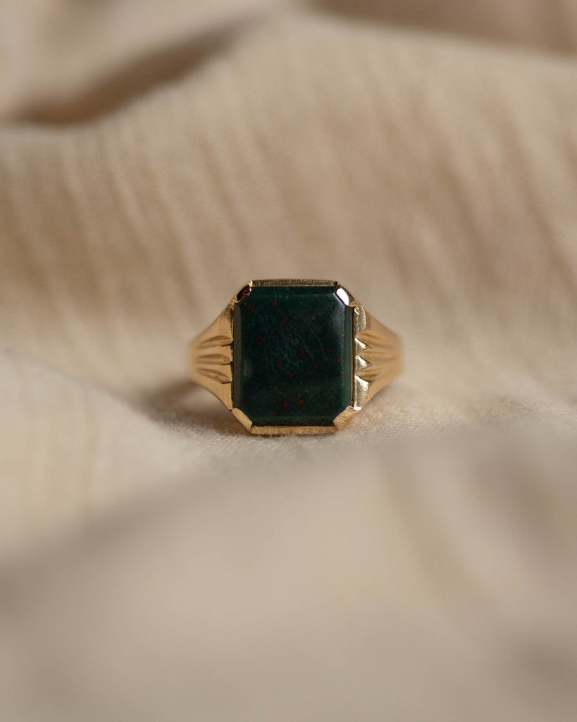 Clare 1968 Vintage 9ct Gold Bloodstone Signet Ring