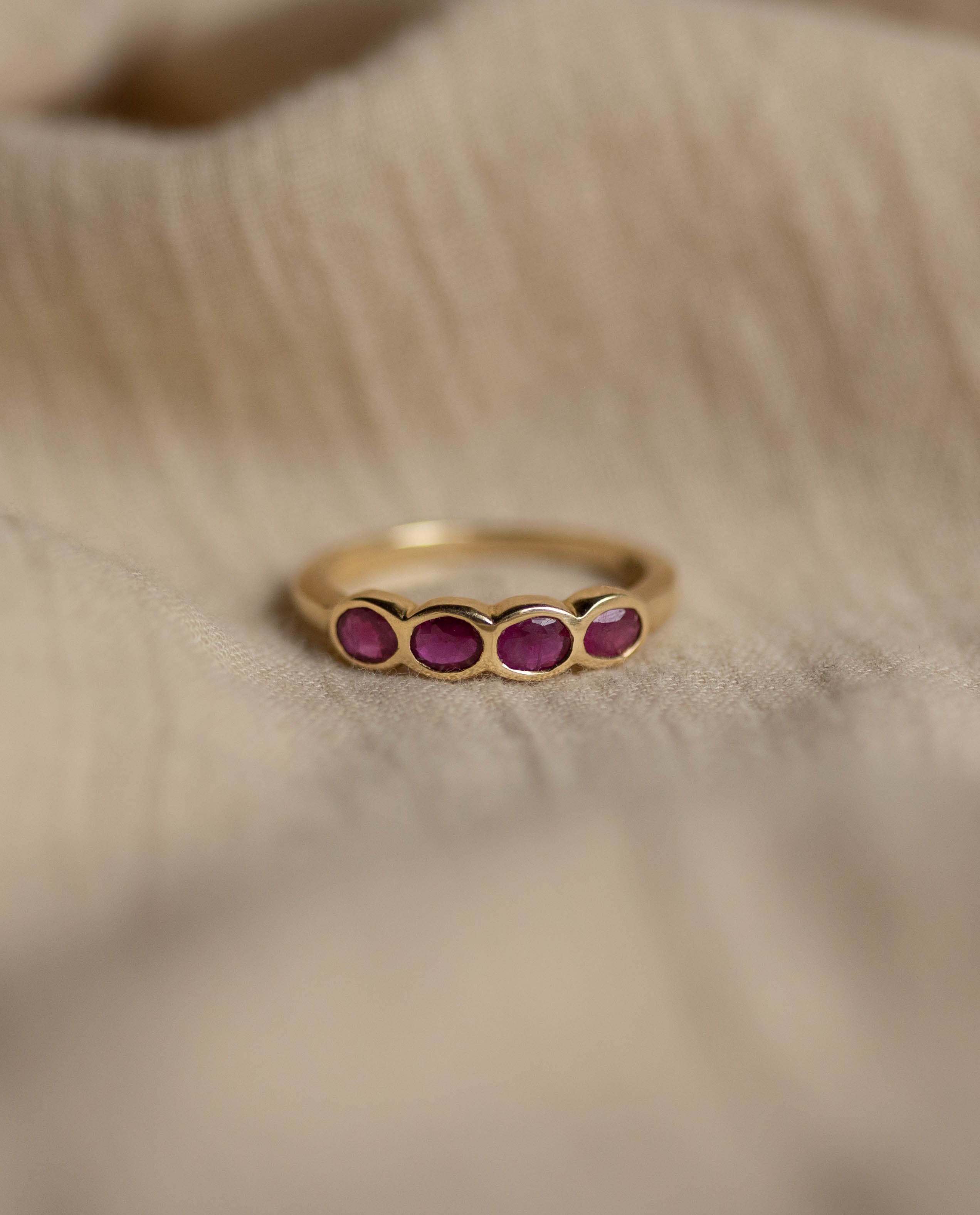 Molly Vintage 9ct Gold Ruby Four Stone Ring