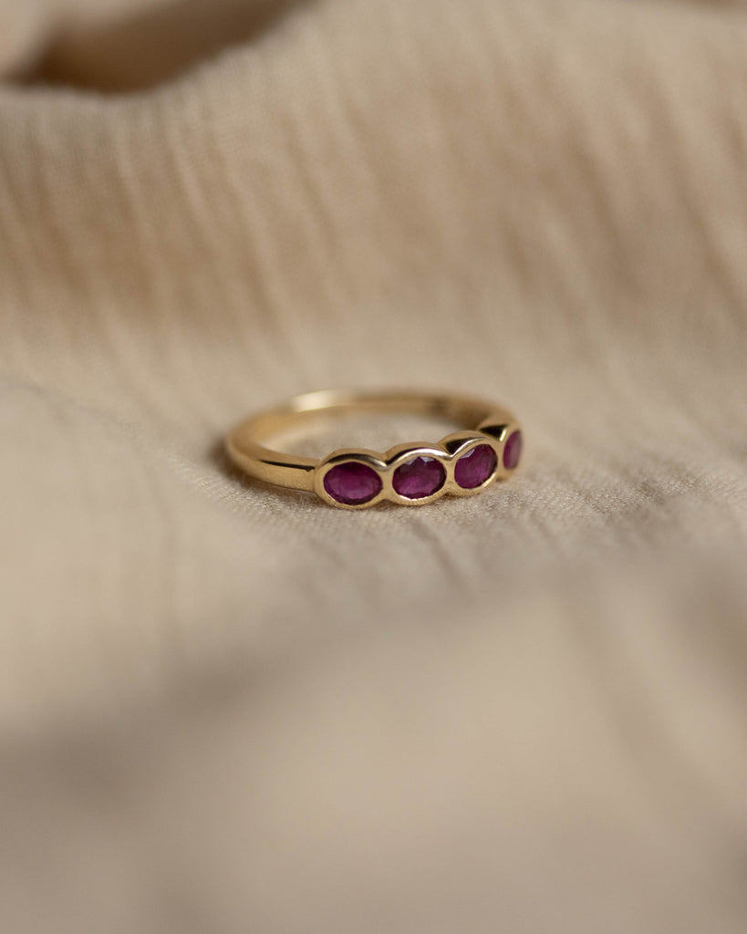Molly Vintage 9ct Gold Ruby Four Stone Ring