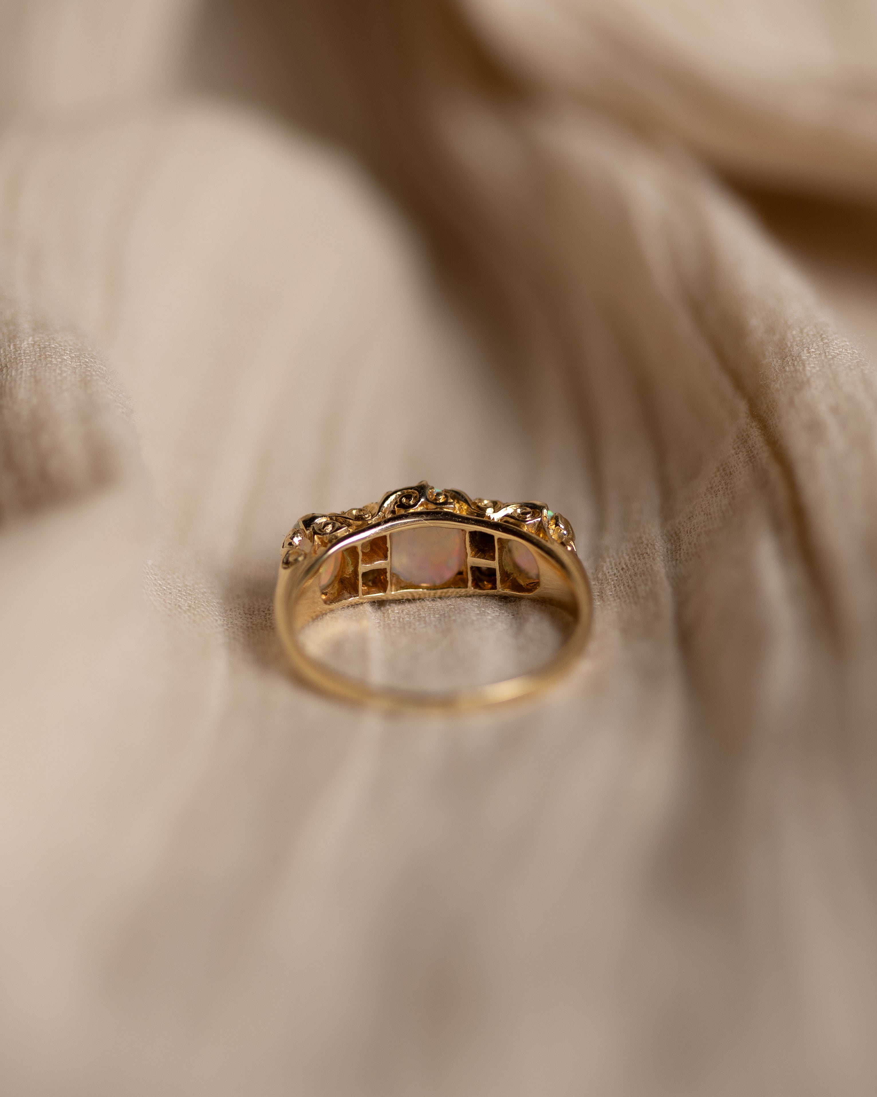 Pandora Antique Victorian 18ct Gold Opal & Diamond Seven Stone Ring
