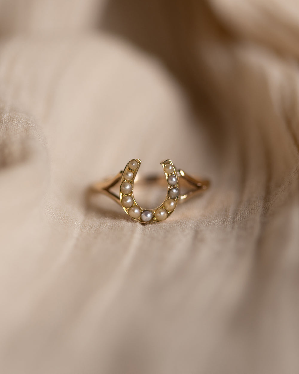 Margot Antique Victorian 9ct Gold Pearl Horseshoe Ring