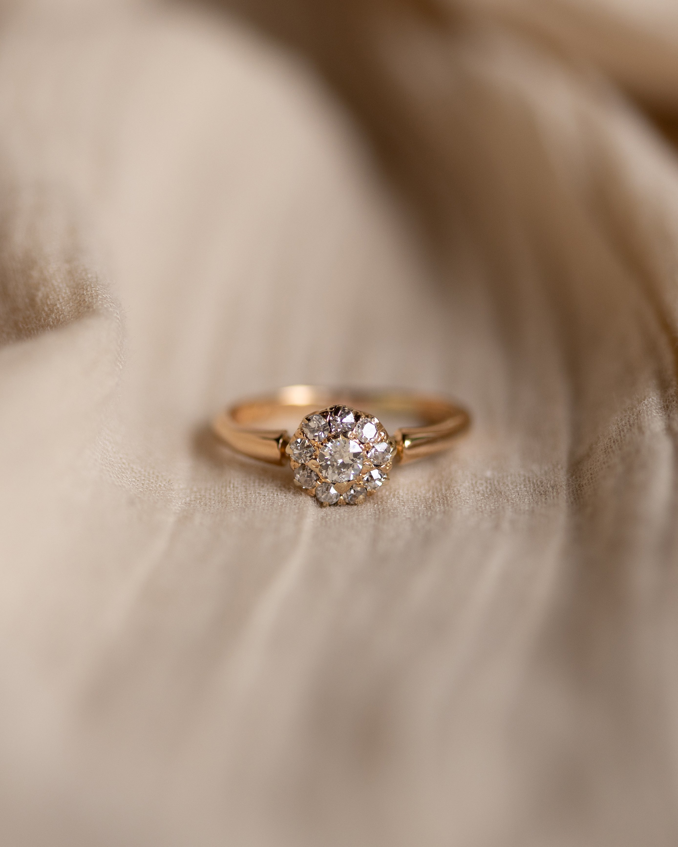 Cosette Antique Victorian 15ct Gold Diamond Cluster Ring