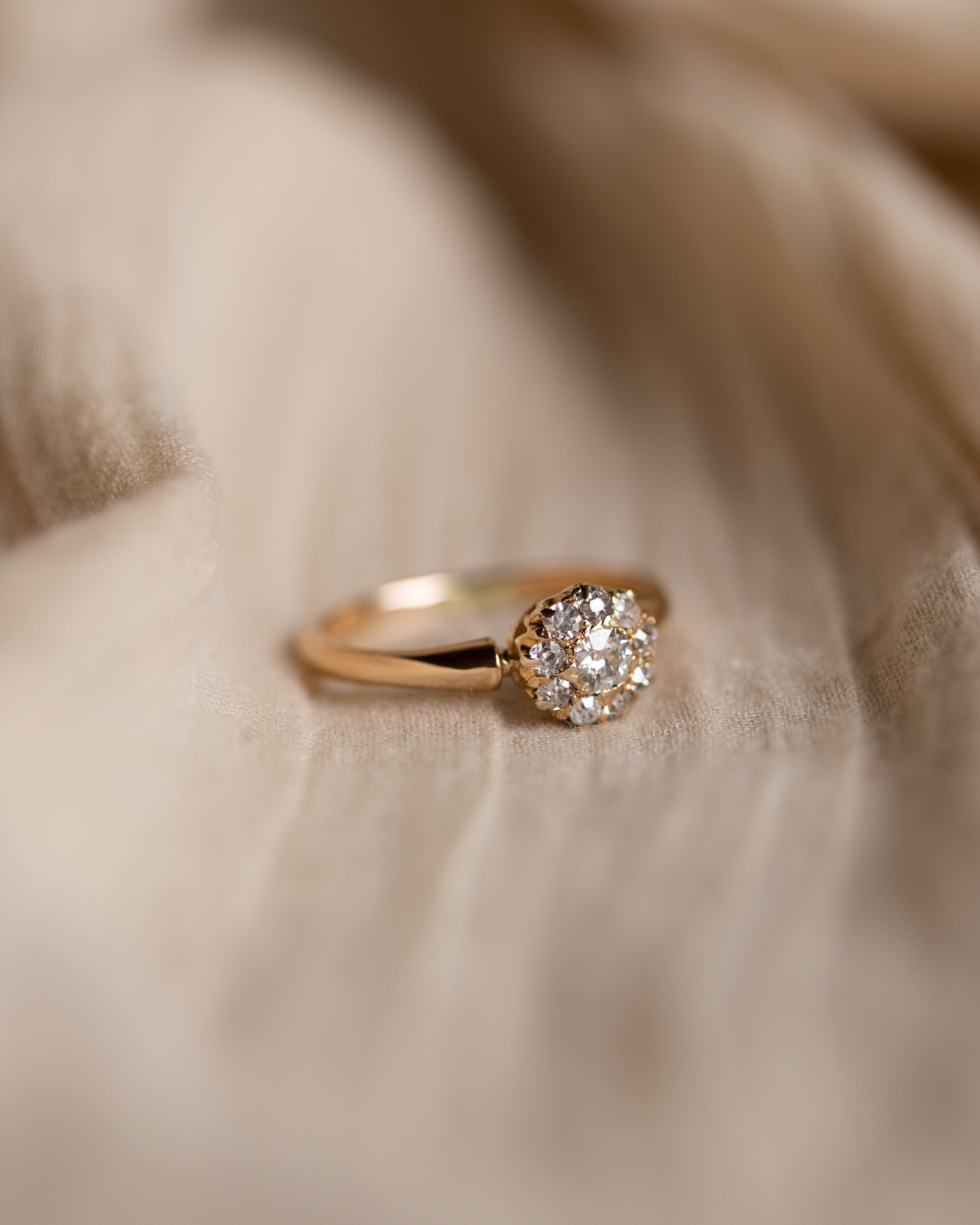 Cosette Antique Victorian 15ct Gold Diamond Cluster Ring