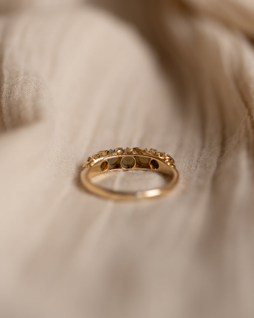 Theodora Antique Edwardian 18ct Gold Pearl & Diamond Half Hoop Ring