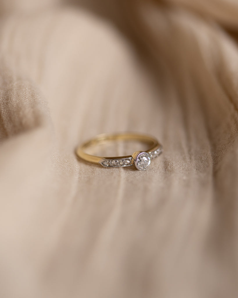 Primrose Antique Art Deco 18ct Gold Diamond Half Hoop Ring