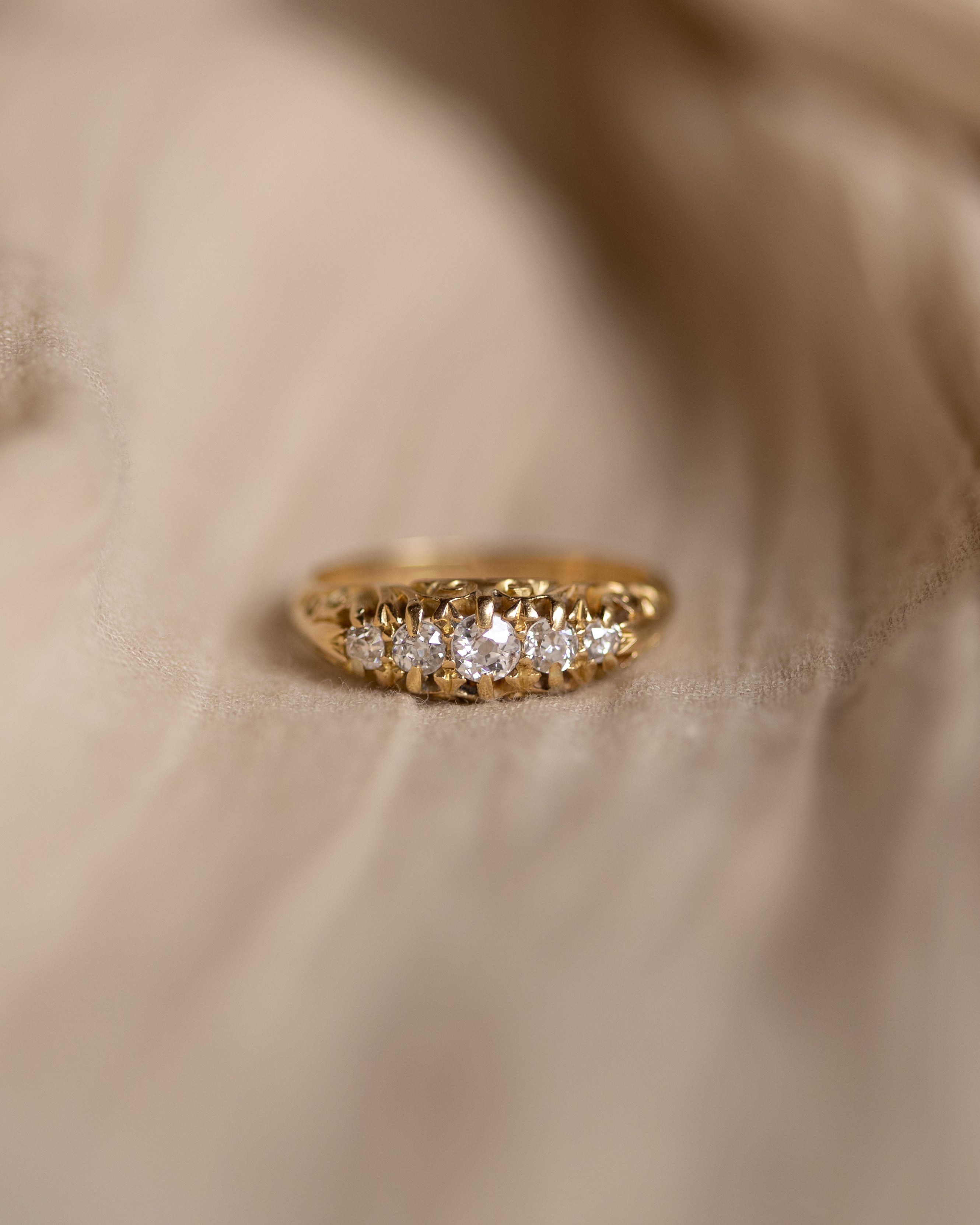 Noelle 1908 Antique 18ct Gold Diamond Five Stone Ring
