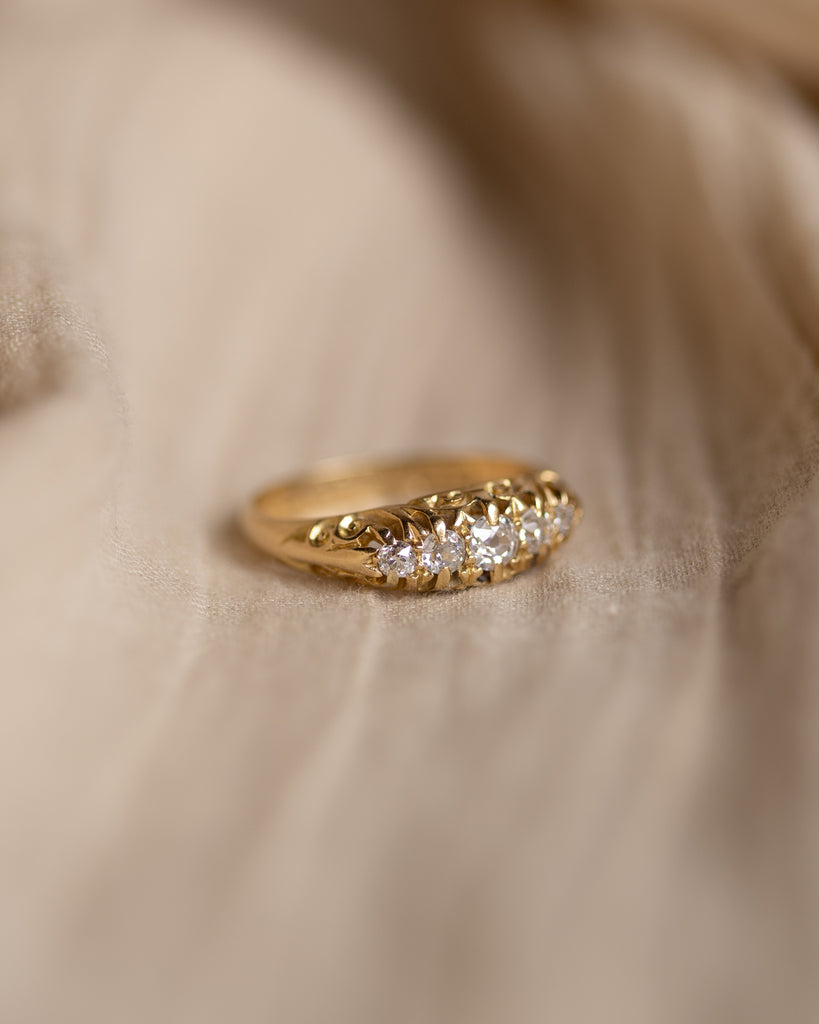 Noelle 1908 Antique 18ct Gold Diamond Five Stone Ring