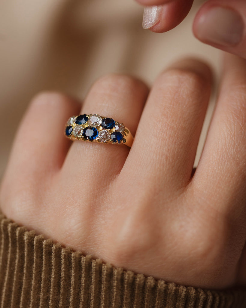 Honora Antique 18ct Gold Sapphire & Diamond Ten Stone Ring