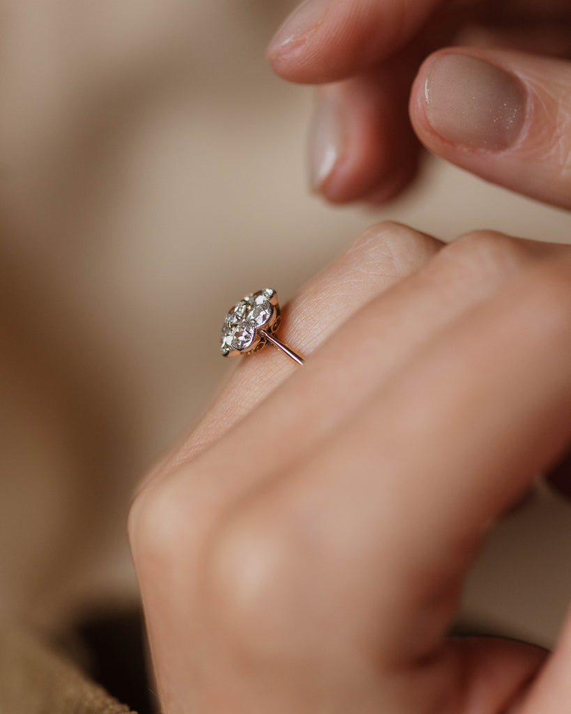 Elfrida Antique 18ct Gold Diamond Daisy Cluster Ring