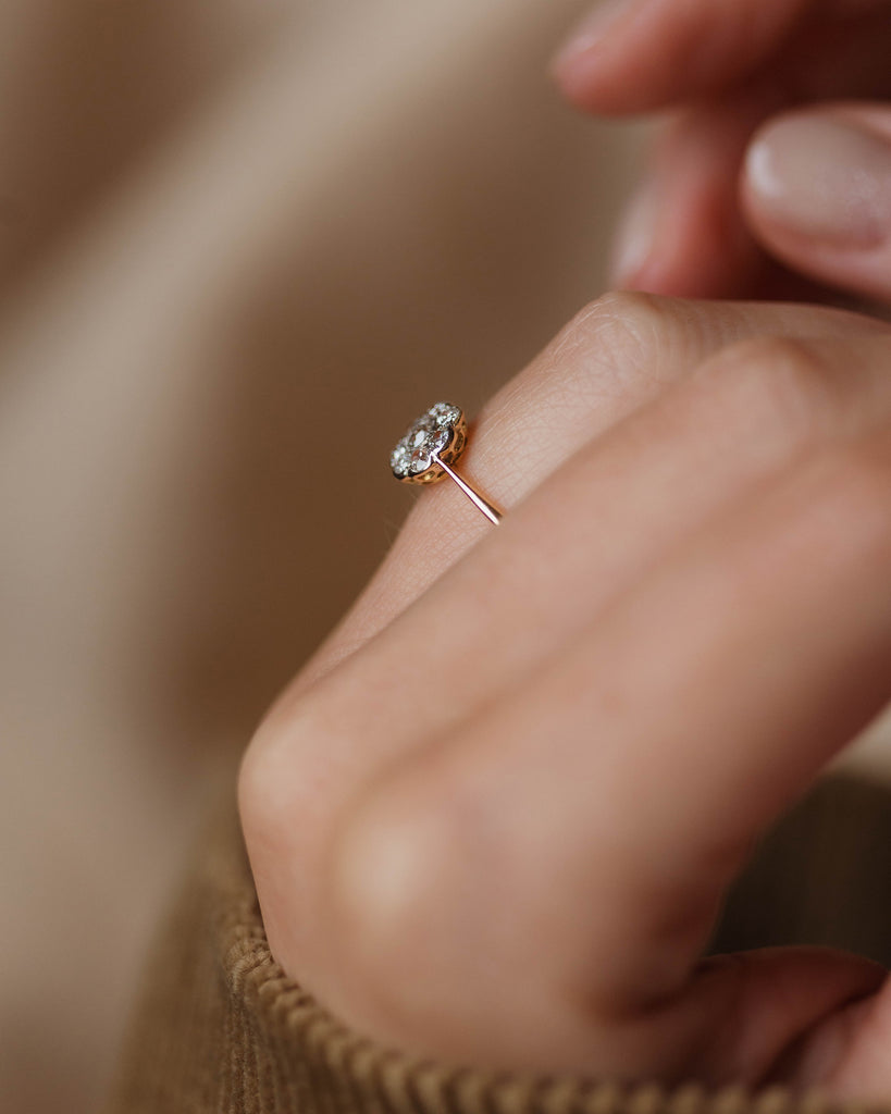 Ethel Antique Edwardian 18ct Gold Diamond Daisy Cluster Ring