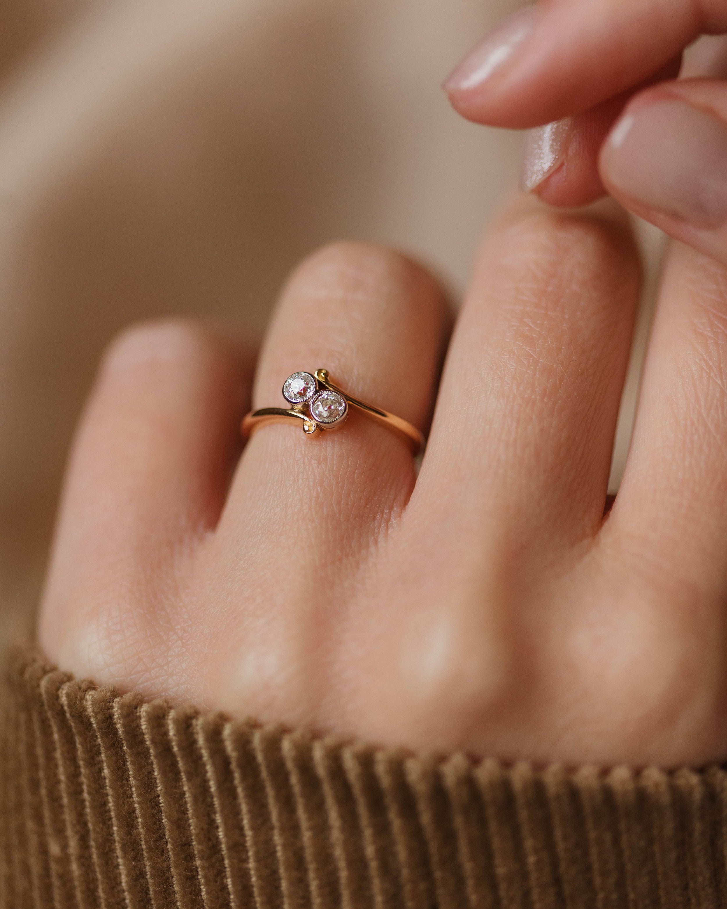 Grace Antique 18ct Gold Diamond Toi Et Moi Ring