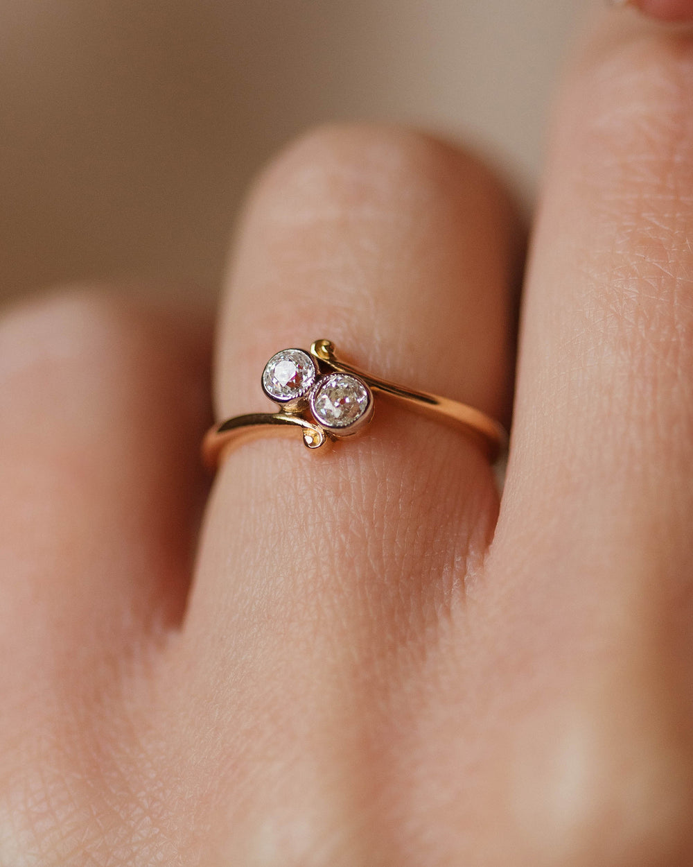 Grace Antique 18ct Gold Diamond Toi Et Moi Ring