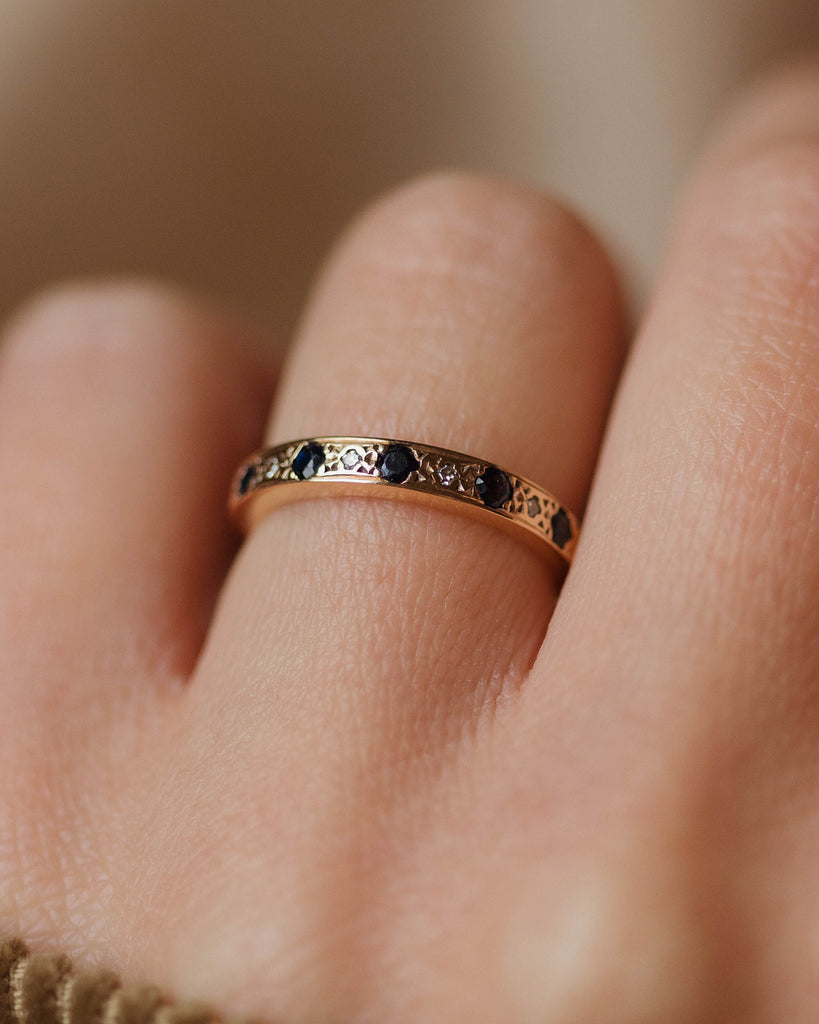 Arlene 1991 Vintage 9ct Gold Sapphire & Diamond Half Eternity Ring