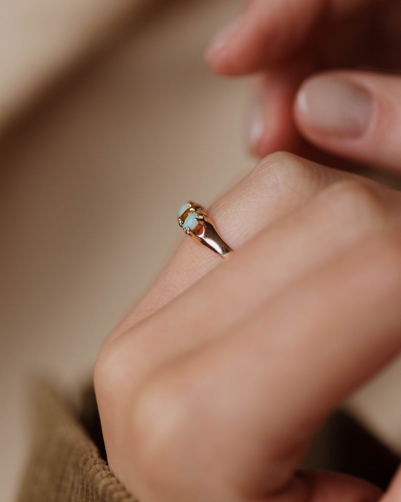 Clarice Vintage 9ct Gold Citrine & Opal Trilogy Ring