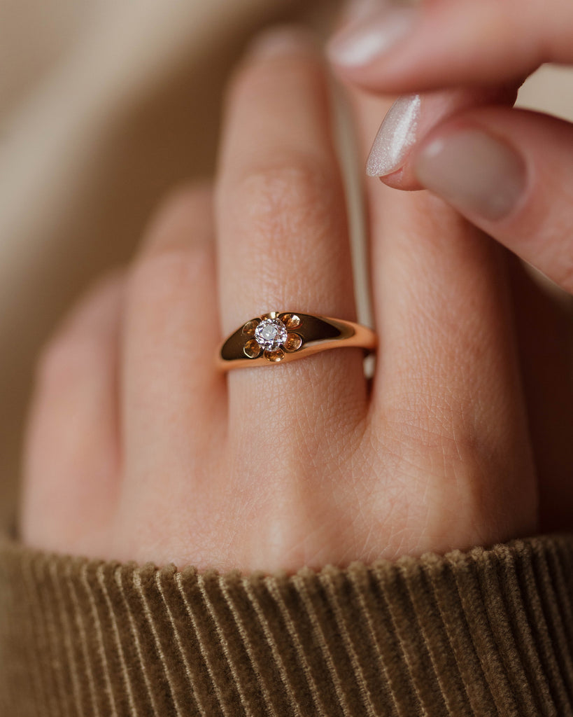 Winifred Antique 18ct Gold Single Stone Diamond Belcher Ring