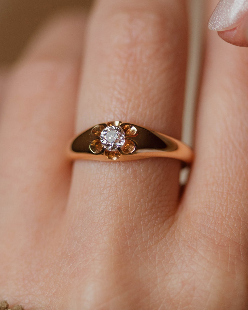 Winifred Antique 18ct Gold Single Stone Diamond Belcher Ring