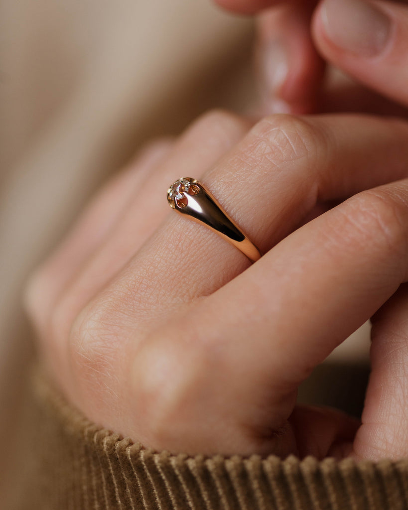 Winifred Antique 18ct Gold Single Stone Diamond Belcher Ring